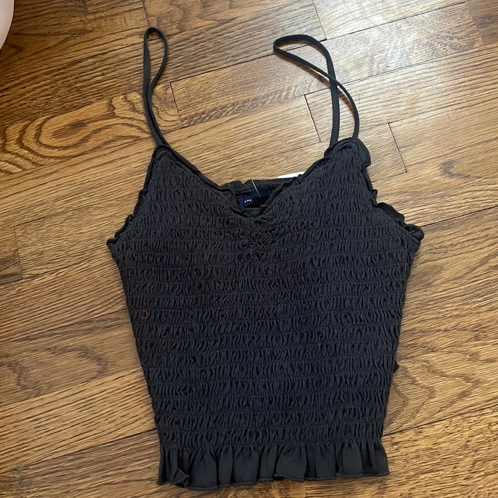 American Eagle runched cropped tank top- Black/dark grey